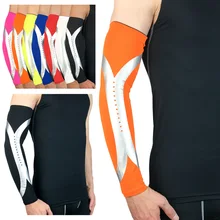 Поддержка баскетбольного защитного снаряжения спортивный нарукавник Серебряный светоотражающий дизайн