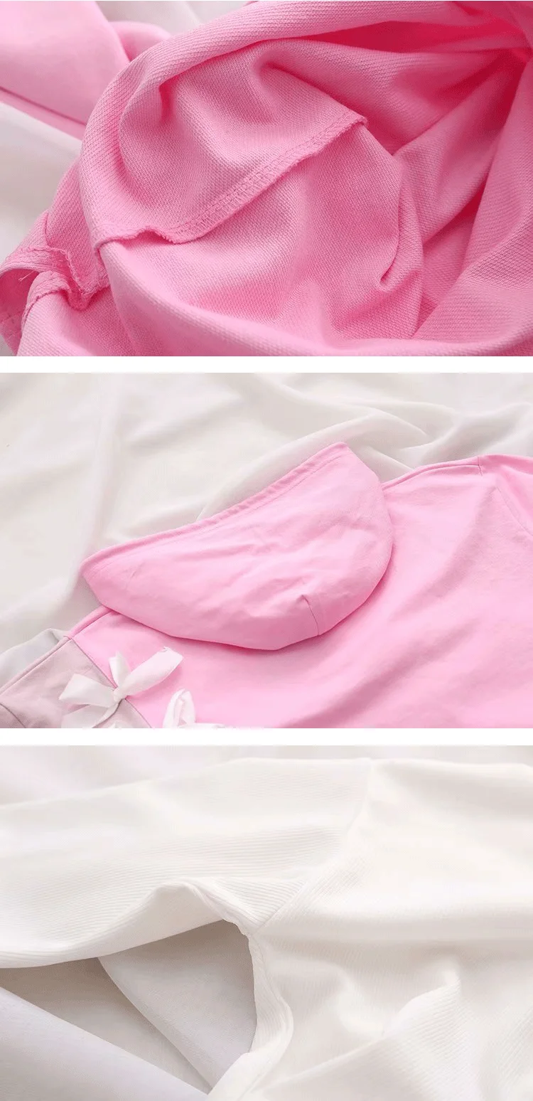 Осенняя Милая Толстовка Kawaii с капюшоном и шнуровкой; милые толстовки с длинными рукавами для женщин; свободные топы с капюшоном для девочек-подростков; Топы с бантом для студентов