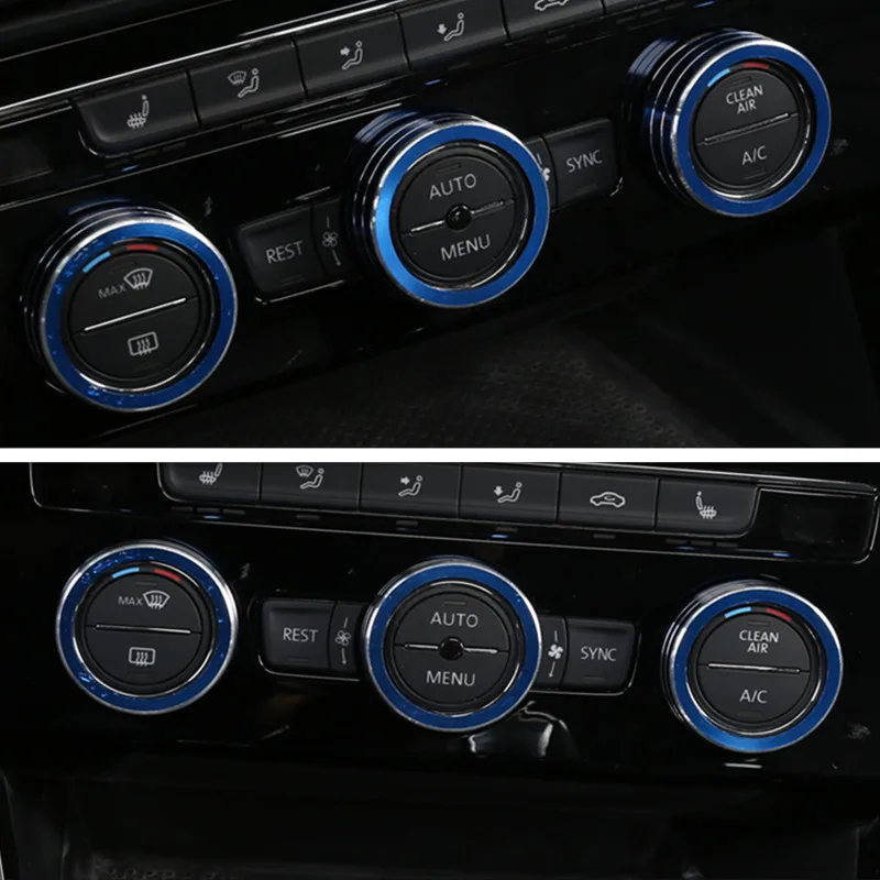 Aluminum Alloy Car Air Conditioning Knob Ring Cover Decorate Volkswagen VW Tiguan Golf MK7 Passat B8 T-ROC Atlas car knob covers car air conditioner trim air conditioner trim car moulding decoration