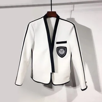 

2020 Hot Sale European and American White Suit Men's Suit Personality Fashion Men's Suit Hair Stylist Thin Casual Suit