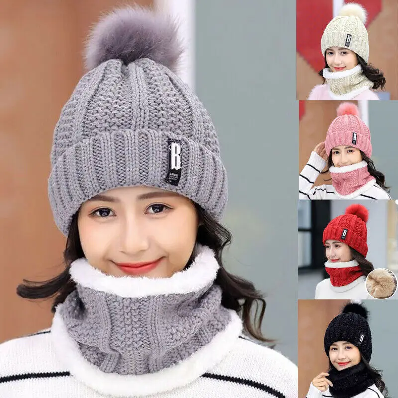 Brand New Winter Warm Women's Ladies Hat And Scarf Set Knitted Neck Warmer Beanie Ski Cap Outdoor Ultra 2pcs | Аксессуары для