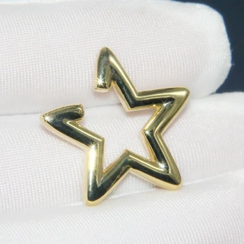 

1 925 Sterling Silver Yellow Gold Meteor Star Cuff Clip Earrings No Zirconia Geometric Blingbling Clip Ear Women Wedding Jewelry
