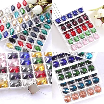 

Mixed Color Glass Crystal Sew On Rhinestones With Silver Claw sew on Stone Crystal Sewn rhinestones For clothing accessories