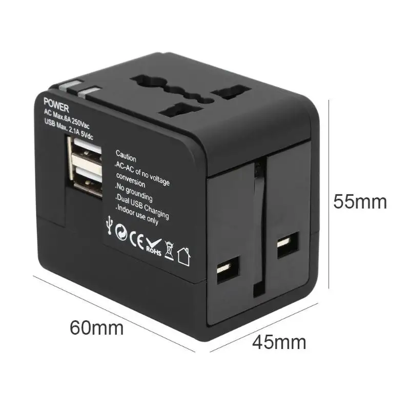 Многофункциональная конверсионная розетка, Универсальный двойной USB дорожный переходник, применимый к MP3 зарядным устройствам, цифровым камерам