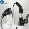 POIQIHY Pull Out Black Bathroom Sink Faucet Hot and Cold Water Mixer Crane Lift Up and down Chrome 360 Degree Water Mixer Tap ► Photo 1/6