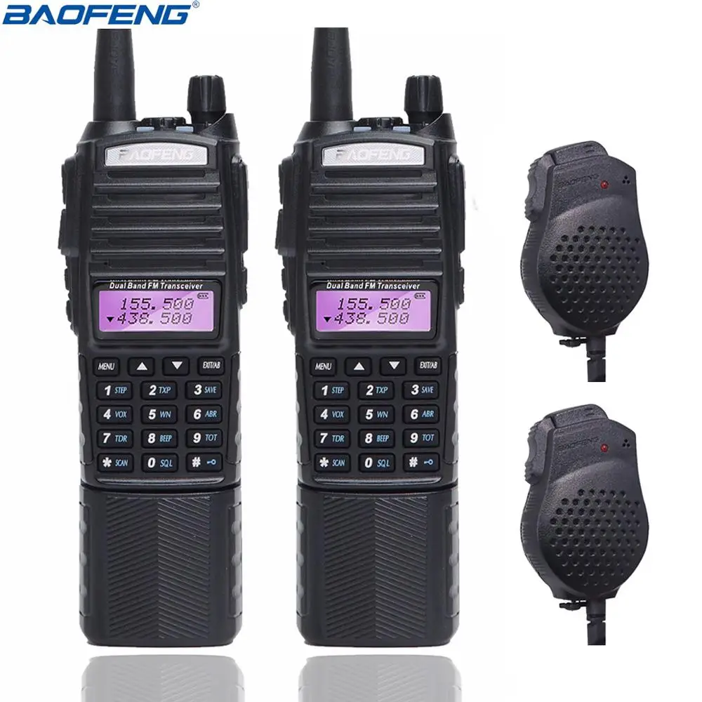 2 шт BaoFeng UV-82T 3800mAh батарея vhf 220-260Mhz uhf полоса трехдиапазонный двухсторонний портативный Радиоприемник UV-82 uv82 - Цвет: add 2pcs speaker