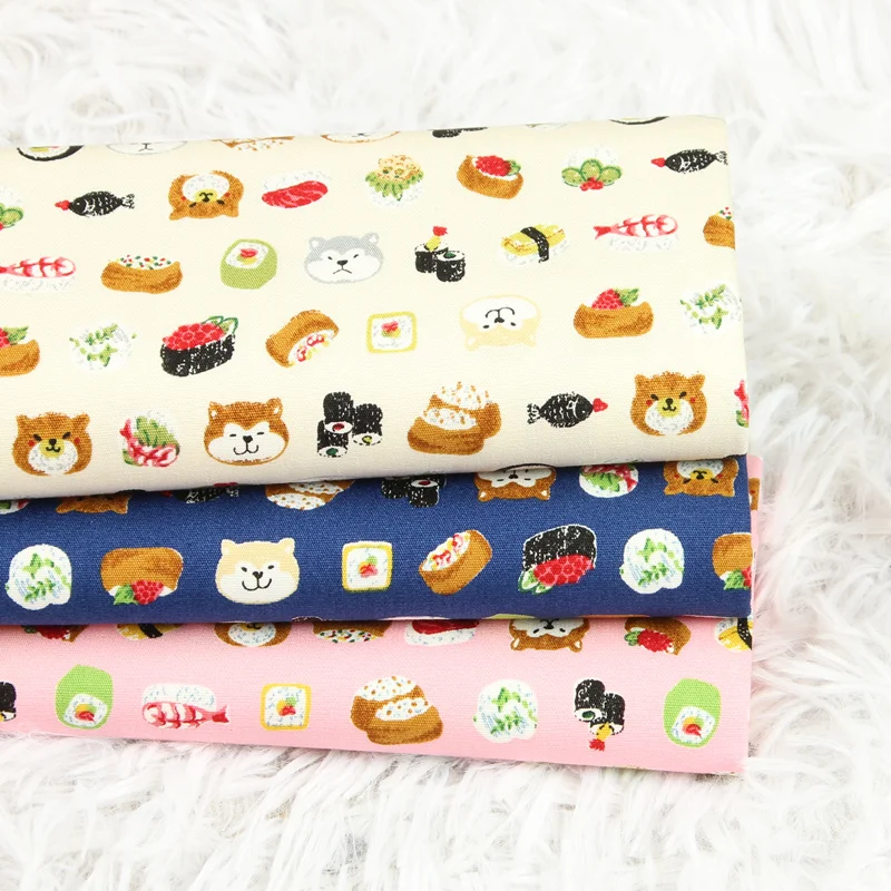 45*110cm Cartoon Sushi Shiba Inu cotton Fabric Baby Diy Handmade Craft Bedding Home boy shirt Cloth Purse Quilt | Дом и сад