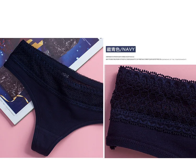 3Pcs Pure Cotton Soft Women's Sexy Lace Panties Thongs G Strings Seamless Underwear Women Panty Briefs Bikini Cotton Crotch
