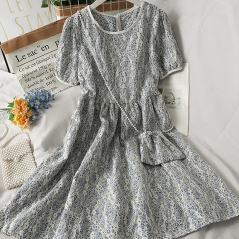 

Summer Elegant Floral Print Boho Long Dress Women Puff Sleeve square Neck Temperament Vintage Party Beach Chiffon Vestidos 2021