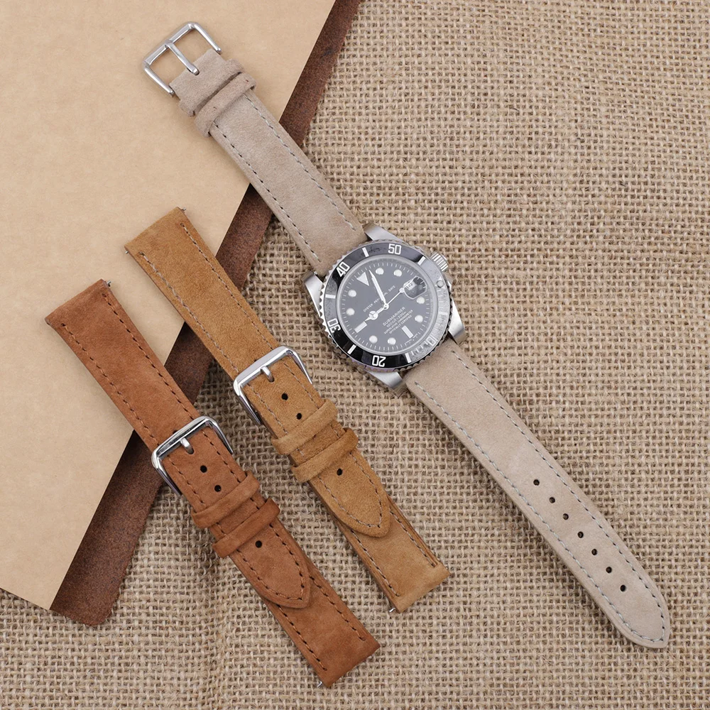 Soft Suede Leather Watch Band 18mm 19mm 20mm 22mm 24mm Blue Watch Straps Stainless Steel Buckle Watch Accessories Soft Suede Leather Watch Band 18mm 19mm 20mm 22mm 24mm Blue Watch Straps Stainless Steel Buckle Watch Accessories