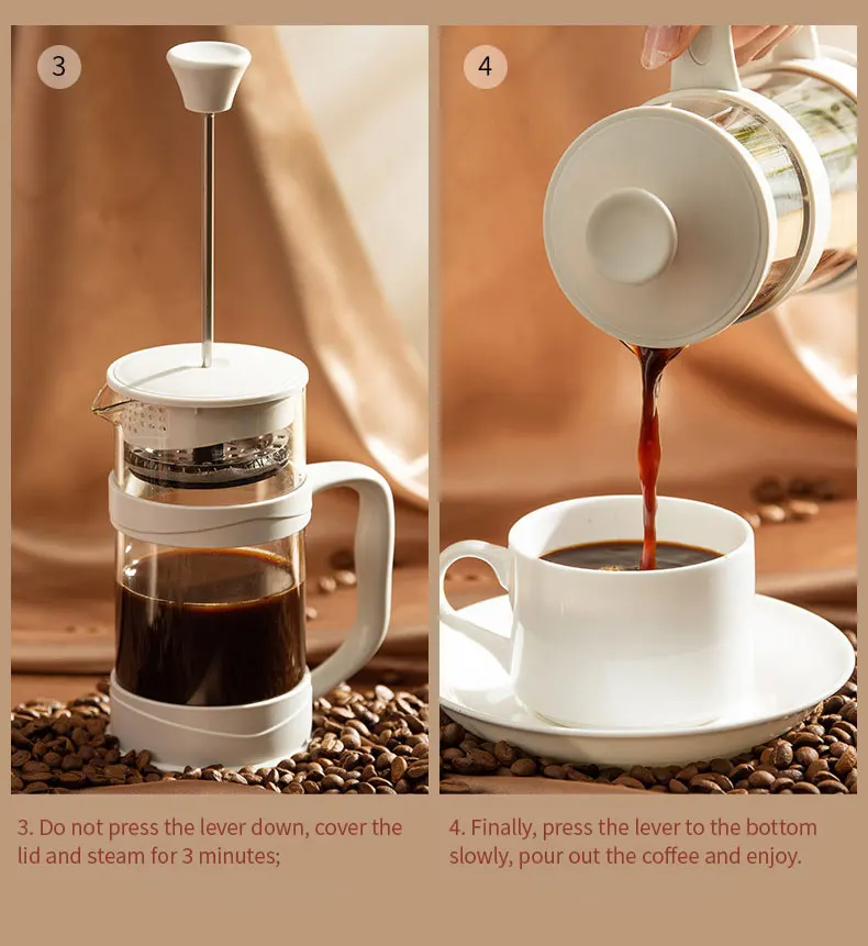 Portable Manual French Presses Pot Coffee Maker Hand Filter Pot Glass