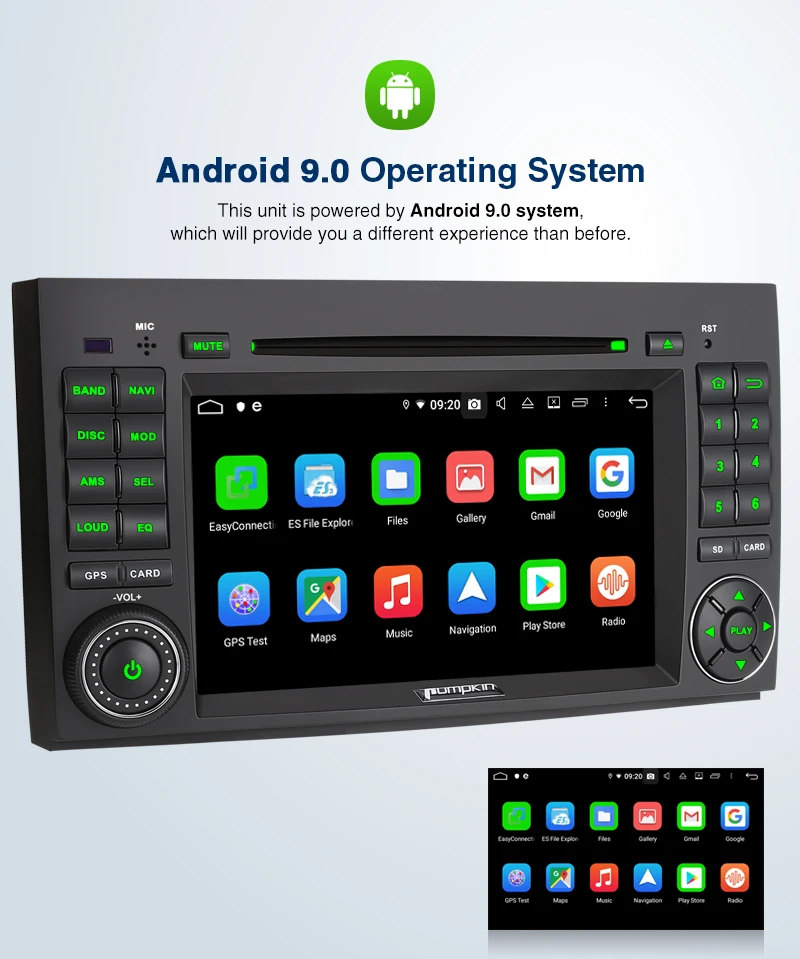 Тыква 7 ''Android 9,0 автомобильный Радио стерео dvd-плеер Восьмиядерный gps навигация DAB BT 4 Гб ram Wifi 4G для Benz A/B200 серии/Vito