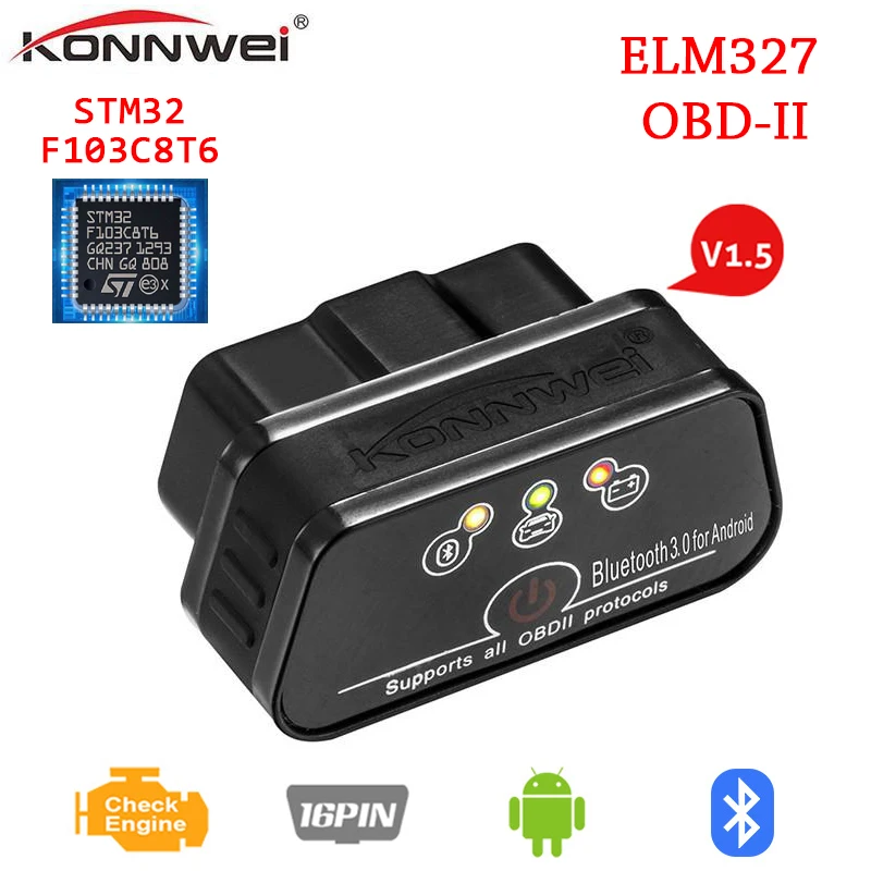 Мини Автомобильный OBD2 сканер ELM327 V1.5 Bluetooth автоматический диагностический инструмент ELM 327 OBD 2 считыватель кодов для Android/PC