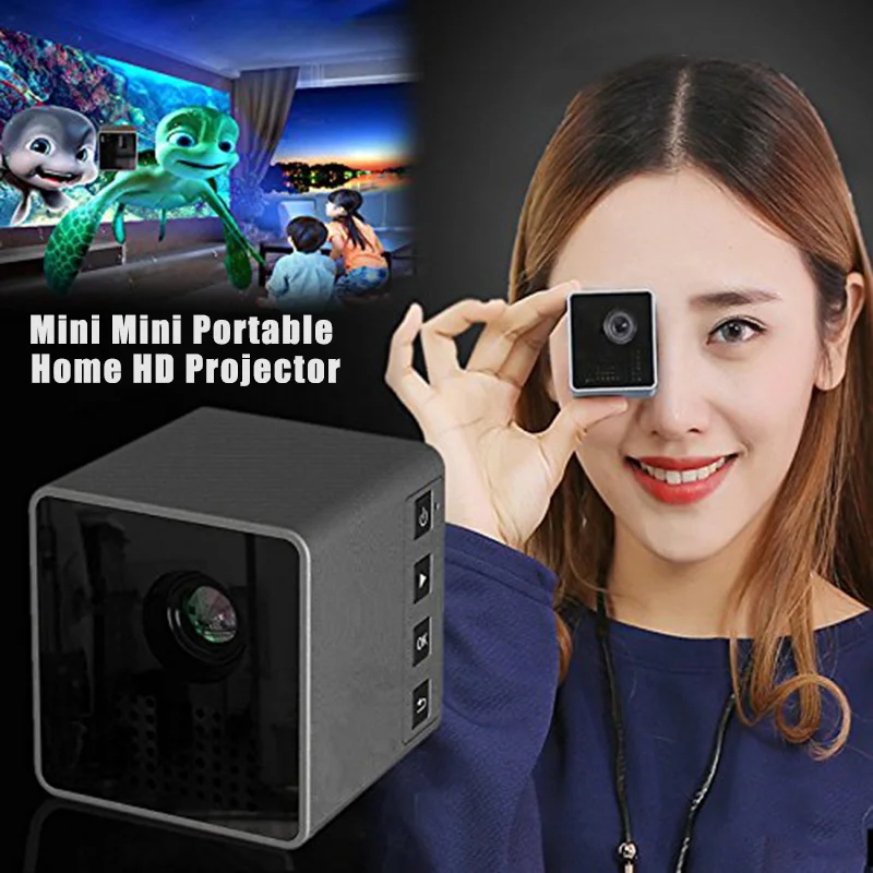 

Portable projector Mini Cube Projector DLP 1080P HD Home Cinema Projectors for Smartphone Laptop Tablet pocket projector