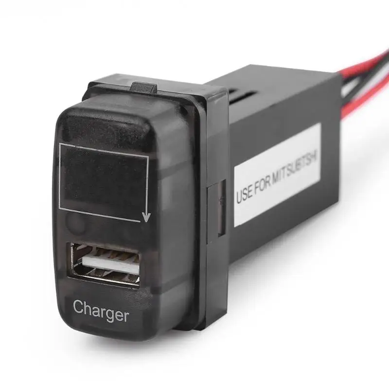 Для Mitsubishi зарядных порта USB для автомобиля Зарядное устройство с синий светодиодный вольтметр, 12 В, 24 В до 5 В, 2.1A USB телефон Зарядное устройство гнездо адаптера