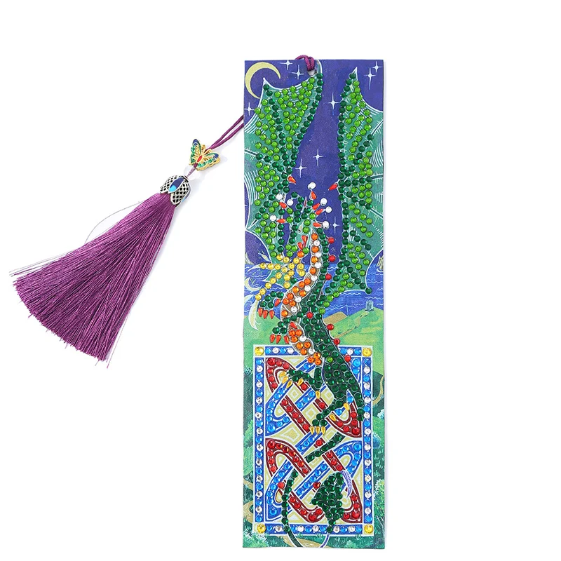 Diamond Painting Bookmark 5D DIY Special Shaped Diamond Art Mosaic Leather Tassel Book Marks Diamond Embroidery Cross Stitch 5d shiny diamond painting