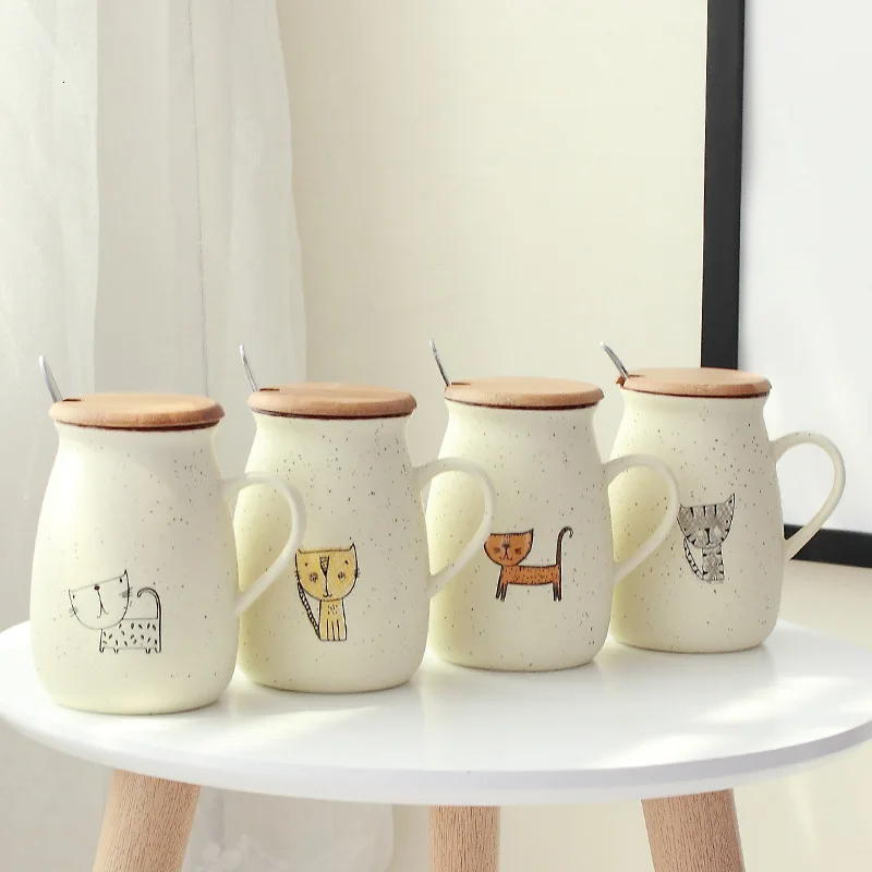 Милый Кот керамика кофейная кружка Оригинальность Мультфильм завтрак молочная