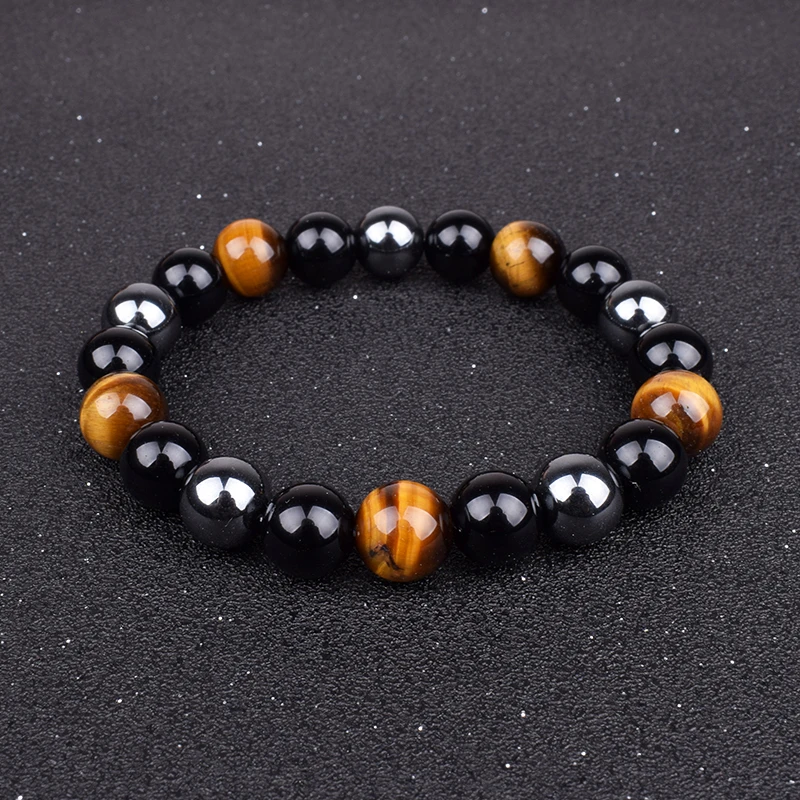 Tiger Eye & Hematite Bracelets Men 10mm Natural Obsidian Beads Bracelets for Women Protection Magnetic Health Jewelry Pulsera