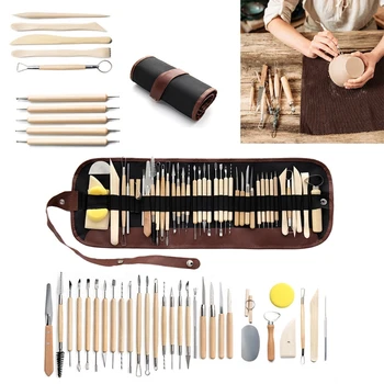 

41pcs DIY Clay Sculpture Pottery Tool Set Multifunctional Carving Point Drill Pen Ceramics Sculpting Sponge Scraper Kit