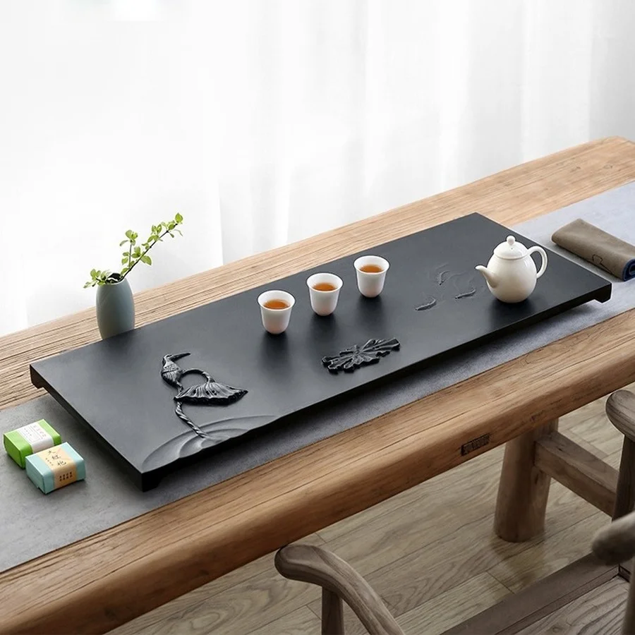 PROD 1005002997238152 Drain Black Stone Tray Creative Art Chinese
Handmad Large Serving Tray Tea Ceremony Plateau De Service Tea Set
Supplies DE50CP