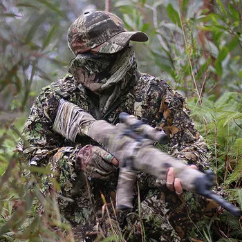 

Sniper CS Bionic Camouflage Poncho Men 3D Maple Leaf Camo Ghillie Suits Adults Children's War Game Hunting Clothes Birdwatching