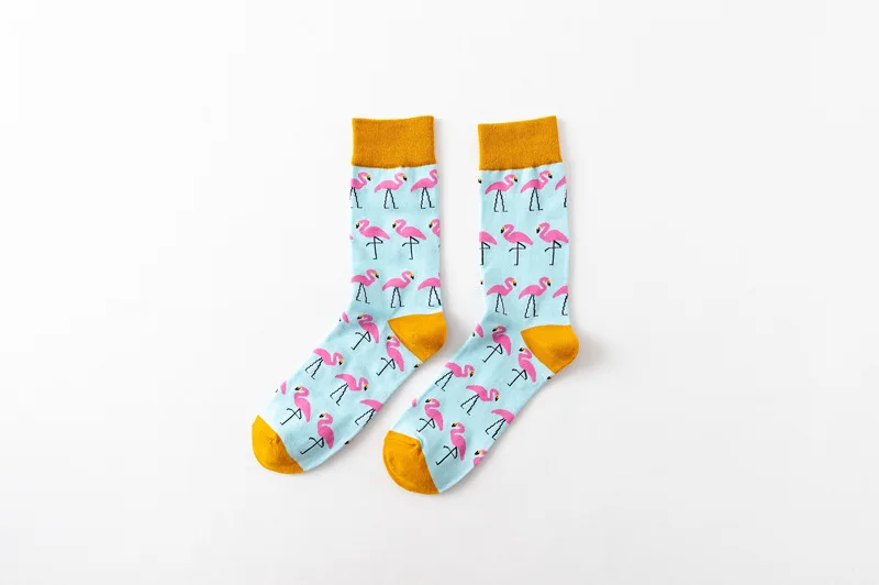 1 Pair New Fashion Hot Sale Cotton Cartoon Animals Casual Socks Loving Heart Flamingo Women Cute Funny Japanese Harajuku Socks walking socks womens