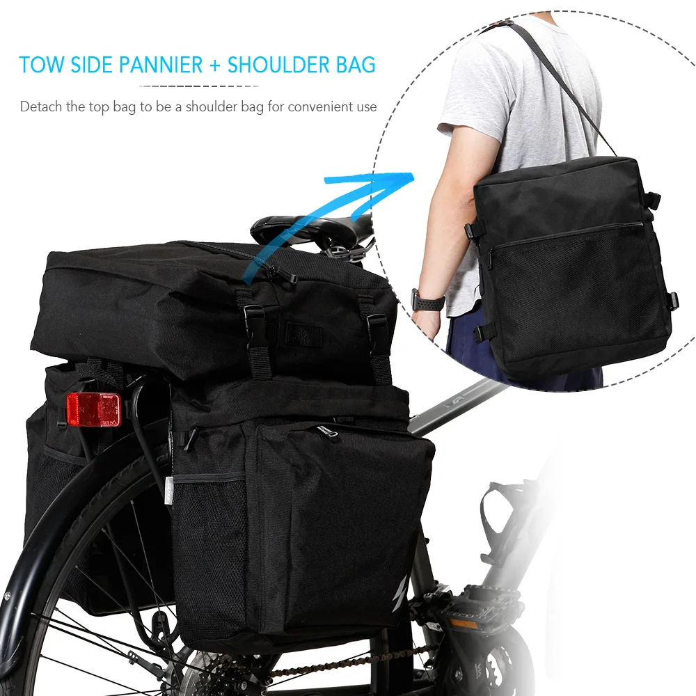 

3-IN-1 Multi-functional Bike Pannier MTB Road Bike Rear Seat Trunk Bag Bicycle Cycling Cargo Carrier 37L