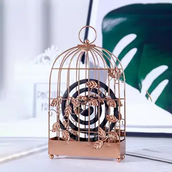 

Nordic Style Birdcage Shaped Safety Iron Mosquito Coil Holder Incense Plate Shelf Restaurant Home Decor