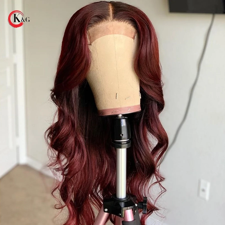 KungGang13* 4 "-24" 99j 130 150 плотность кружева передние человеческие волосы волна парики с детскими волосами бразильские средние rongon-Реми кружевные парики