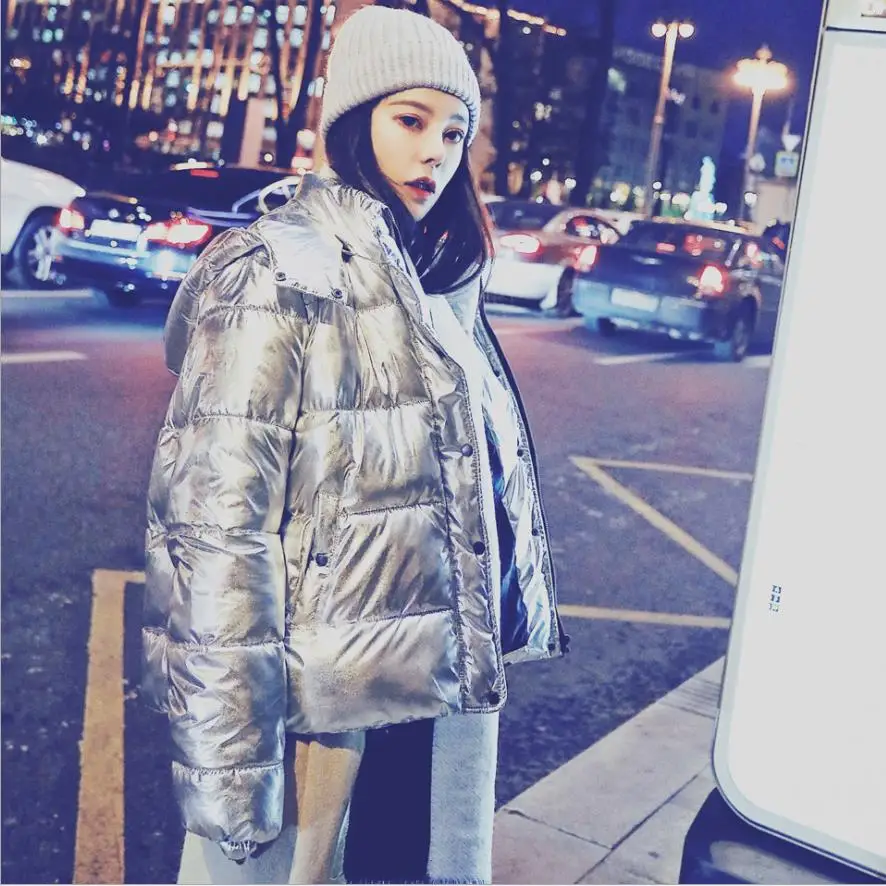 

Bella philosophy 2019 winter new fashion women Korean thicker warm down jacket female silver color down coat female Hooded coat