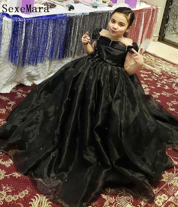 

New Little Princess Flower Girl Dress Off Shoulder Children Wedding Party Dress Girls Birthday Pageant Gowns