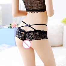Женские сексуальные стринги с открытой промежностью и кружевным бантом, целомудрия, трусики для секса, перспективное нижнее белье, женское эротическое белье, сексуальные кружевные трусики