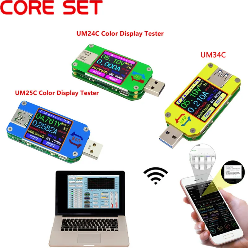 

UM34/UM34C UM24/UM24C UM25/UM25C Color LCD Display USB Voltage Tester Current Meter Voltmeter Battery Charge Measure