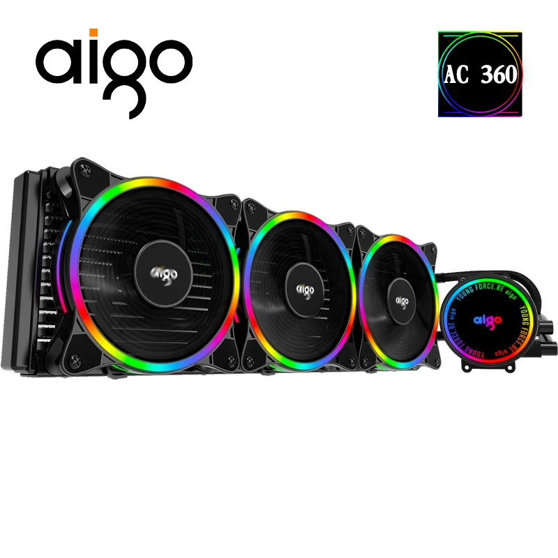 Aigo PC Cpu вентилятор водяного охлаждения CPU кулер для воды 120 мм Rgb бесшумный