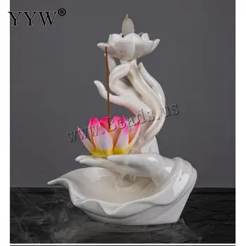 

Buddha Hand Lotus Incense Waterfall Incense Burner Holder Ceramic Backflow Incense Burner Censer Aroma Burner Home Decoration