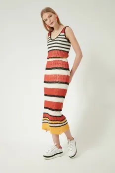 

CELLULAR STRAPPED ASTARLI KNITWEAR DRESS