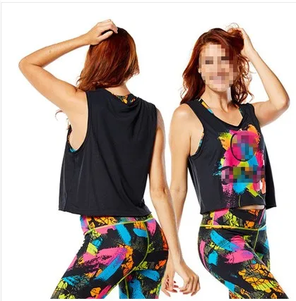 FIT FUNKY женская Трикотажная хлопковая одежда zum одежда для фитнеса футболка Топы модный жилет T1129 - Цвет: t1129  black