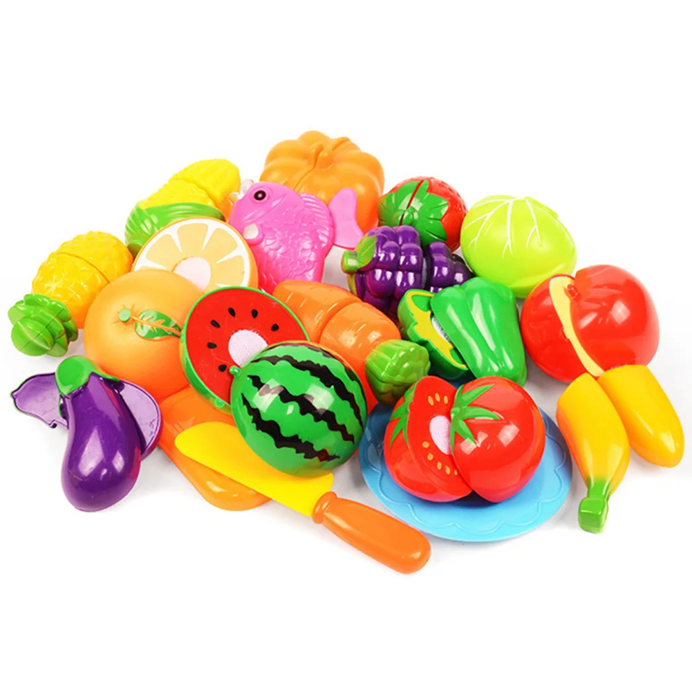 18 pcs New Play Fruit Kit for Kids Vegetable Set Roleplay Toddler Playhouse Game for Children - Цвет: 18 pcs