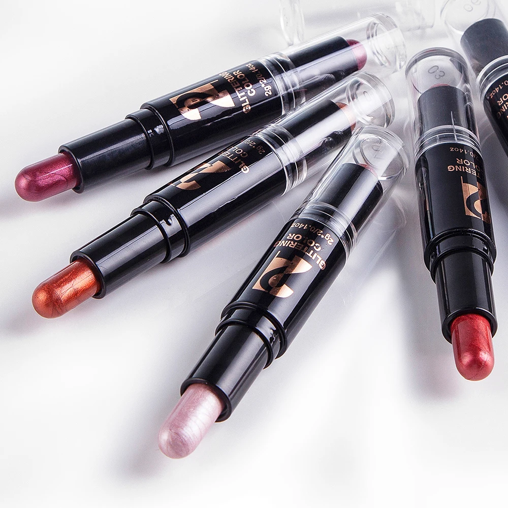 

1pc Double Heads Eyeshadow Stick Long Lasting Cosmetic Pen Makeup Highlighter Eyeshadow Pencil Durable Waterproof Sweatproof