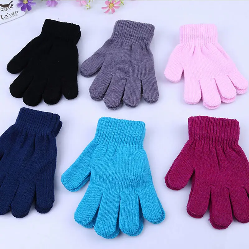 6 Pairs Toddler Stretchy Mittens Winter Knitted Warm Gloves for Boys Girls Winter 