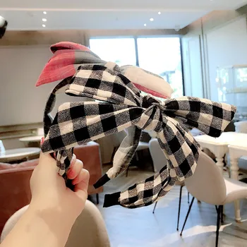 

Korea Plaid Print Big Bow Hair Bands for Women Headbands Fashion Head Hoop Girls Flower Bows Hairband Fashion Hair Accessories