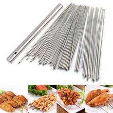 Espetos kabob para grelhar espetos de aço inoxidável de metal para churrasco largo conjunto varas reutilizáveis para grelhar, com tubo de armazenamento
