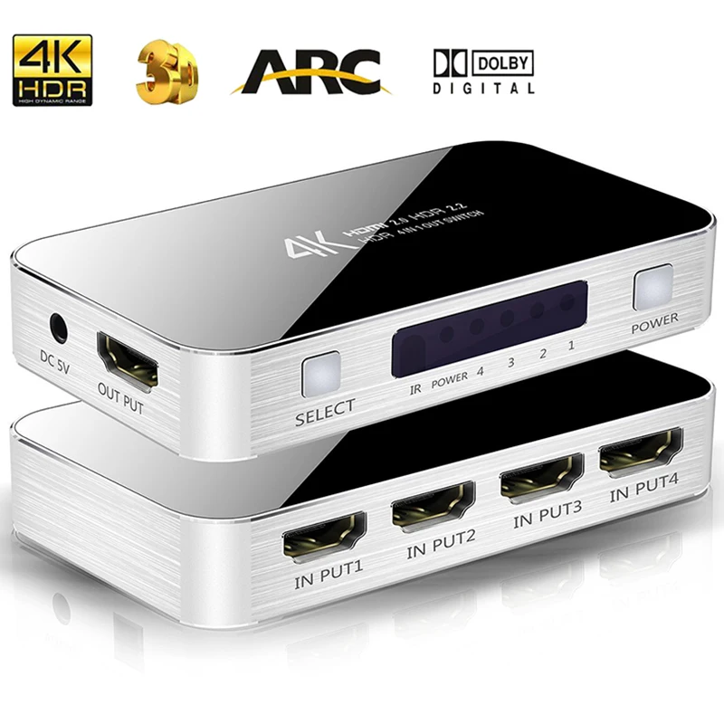 4K UHD HDMI 2 0 Переключатель переключатель аудио экстрактор HDR ARC разделитель 4X1 с