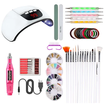 

Manicure Nail Tool Kit 45W UV Lamp Electric Nail Drill Pen Nail Drill Bits Nail Dotting Pens Nail File Tool Nail Brushes Tapes