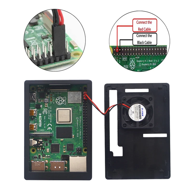 Raspberry Pi 4 Model B 1G 2G 4G RAM with 7 inch 1024*600 Touchscreen LCD Power Supply ABS Case SD C