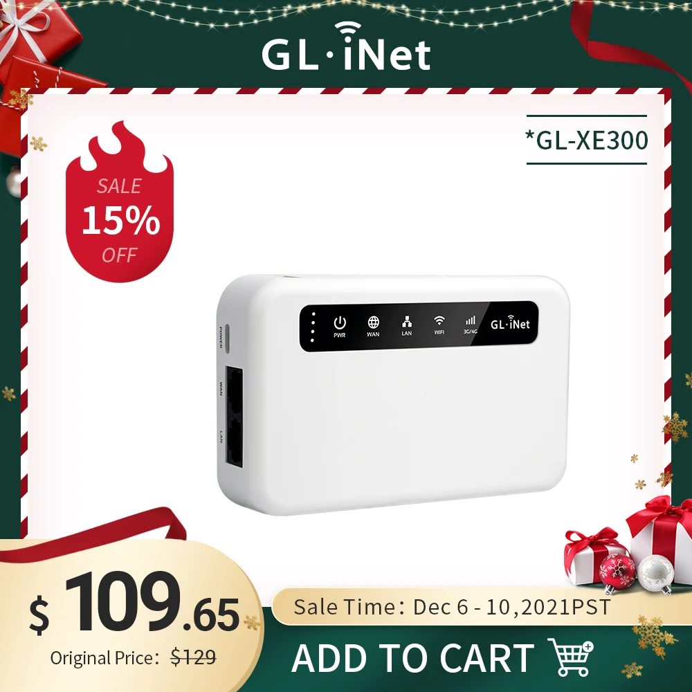 GL.iNetGL-XE300(Puli) 4G LTE мобильный умный VPN роутер Портативный WiFi беспроводная точка