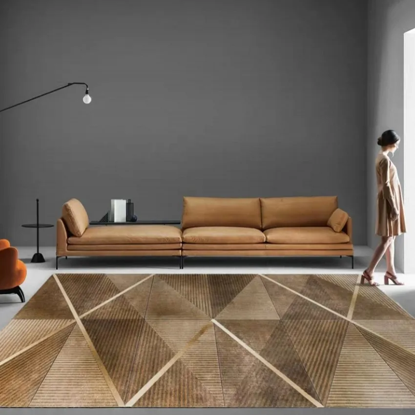 Ковер в современном стиле большого размера с геометрическим узором коричневого цвета, ковер для гостиной в скандинавском стиле