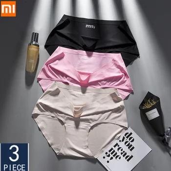 

3pcs Xiaomi Women Seamless Solid Underwear Ultra-thin low-Rise Panties Ladies Ice Silk Sexy Briefs Woman Skin-friendly Lingerie
