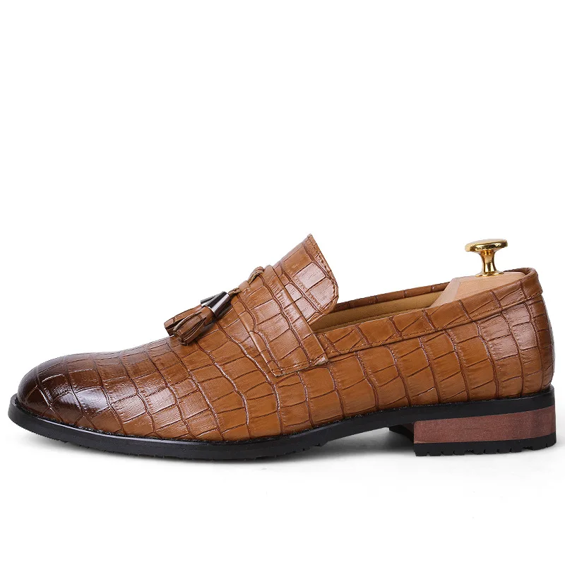 Роскошная мужская обувь под платье с узором «крокодиловая кожа»; оксфорды с кисточками для свадьбы; zapatos hombre; официальная Мужская обувь с острым носком