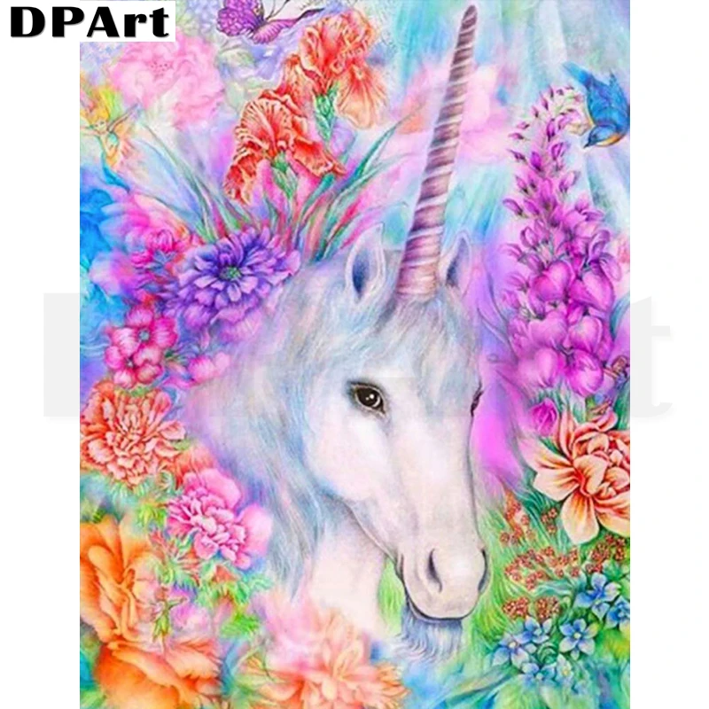 Diamond Painting Full Square/Round Drill Flowers and White Horse 5D Daimond Embroidery Cross Stitch Kit Mosaic Zou468 | Дом и сад